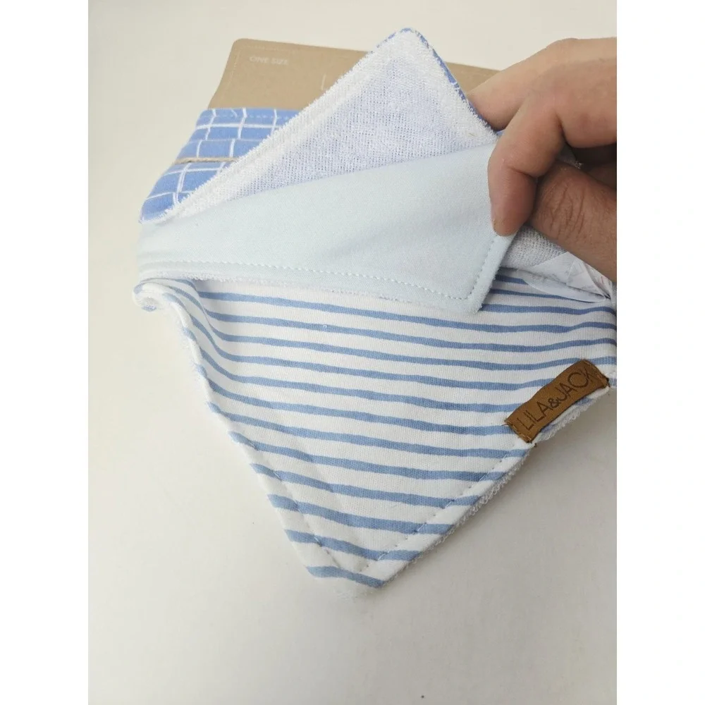 Lila & Jack Bandana Bib Set‎ 3 pack Hat/Bib/ Burp Cloth set NEW blue airplane